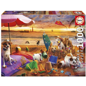Puzzle Perros Jugando Playa 1000 Pcs