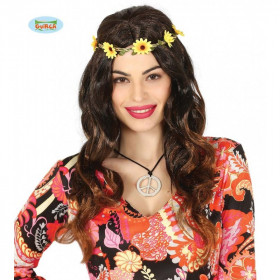PELUCA MELENA CON DIADEMA DE FLORES