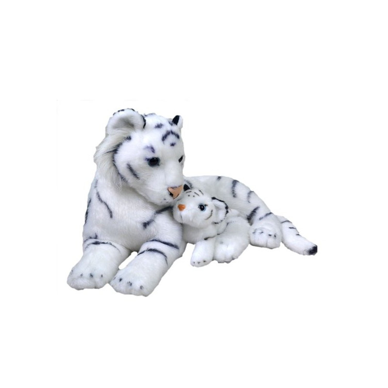 Peluche Mamá y Bebé Tigre Blanco